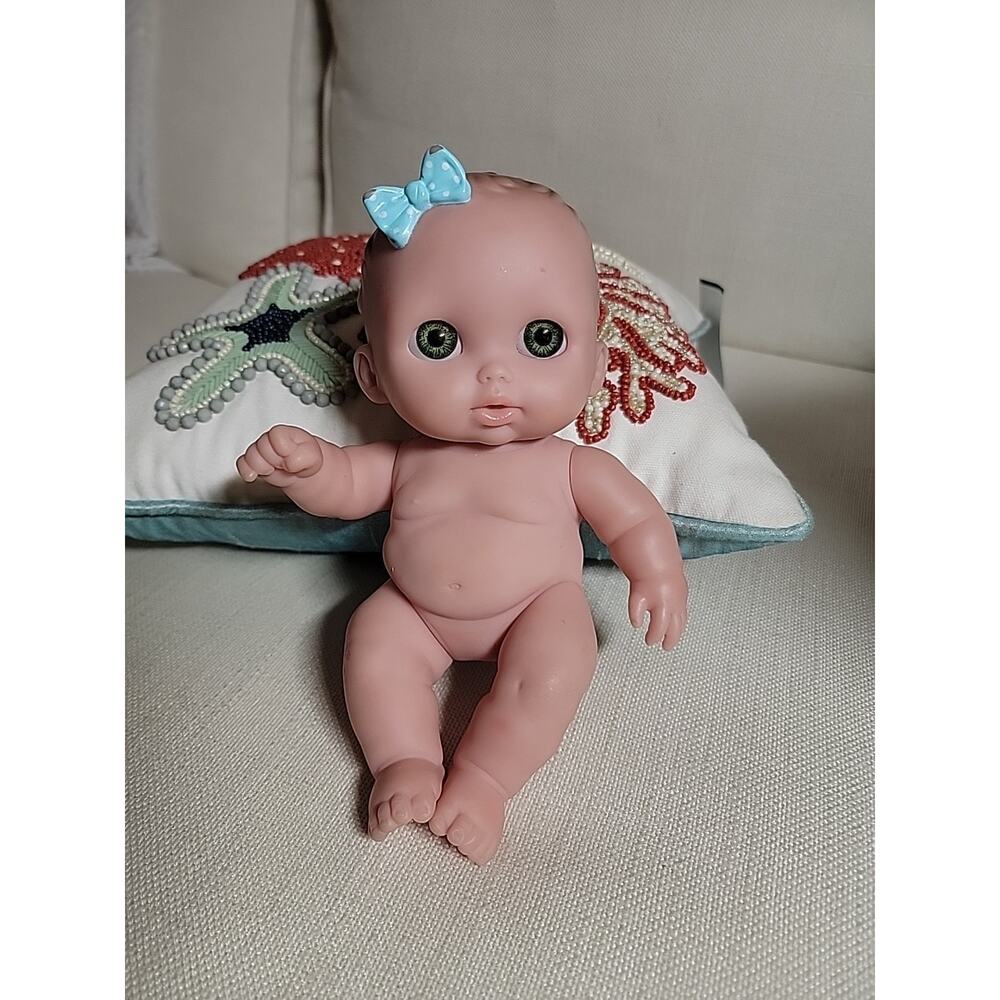 Berenguer Lil Cutesie Chubby Baby Doll Green Eyes Poseable Blue Bow